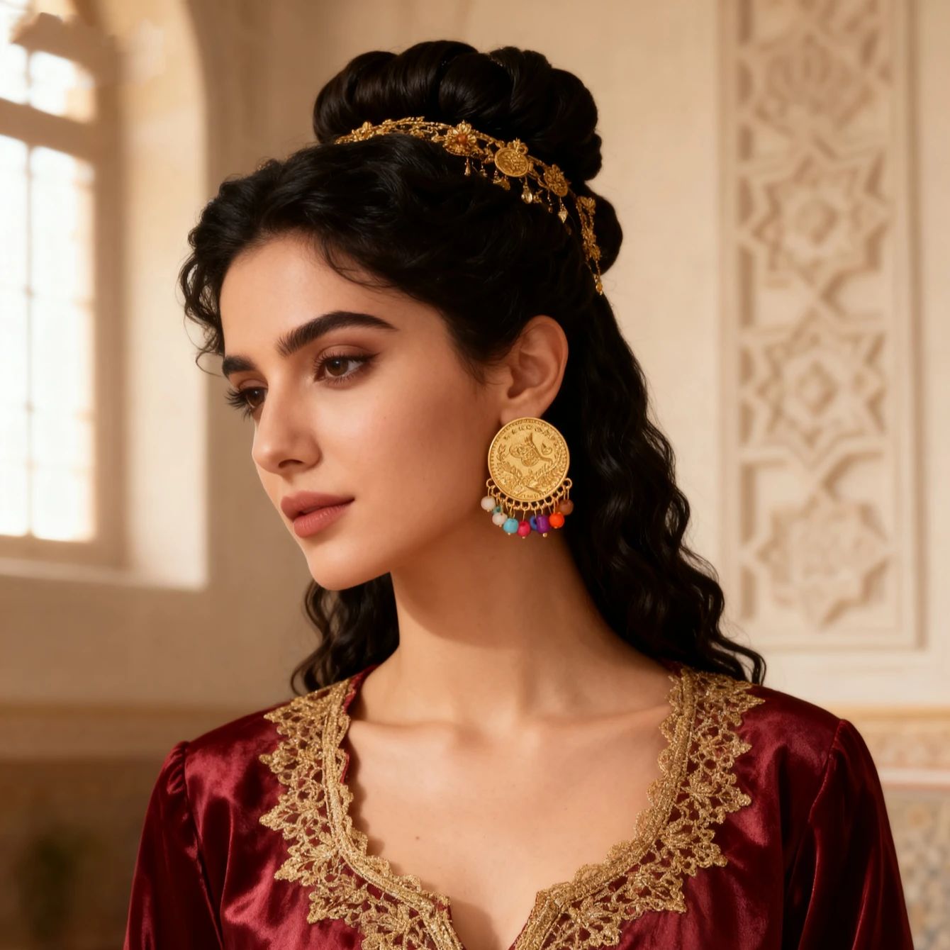 Ethnic Fashion Co In - Brinco de moeda turca banhado a
