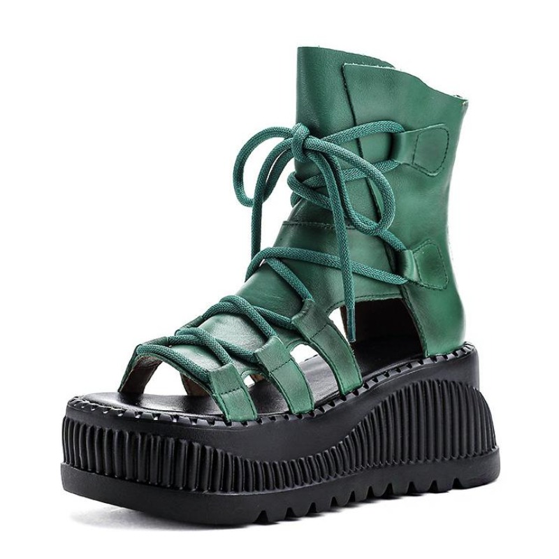 Ethnic Fashion Women - 8cm étnico vaca couro genuíno tornozelo
