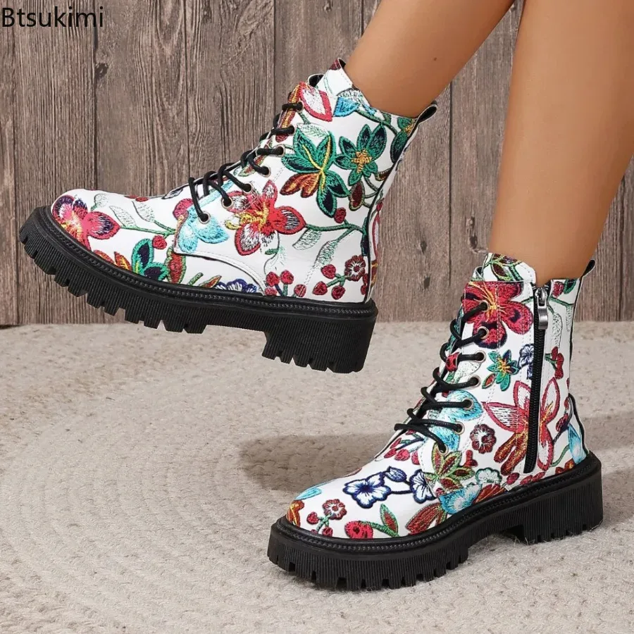 New Ethnic Fashion - Botas femininas da moda, com fecho