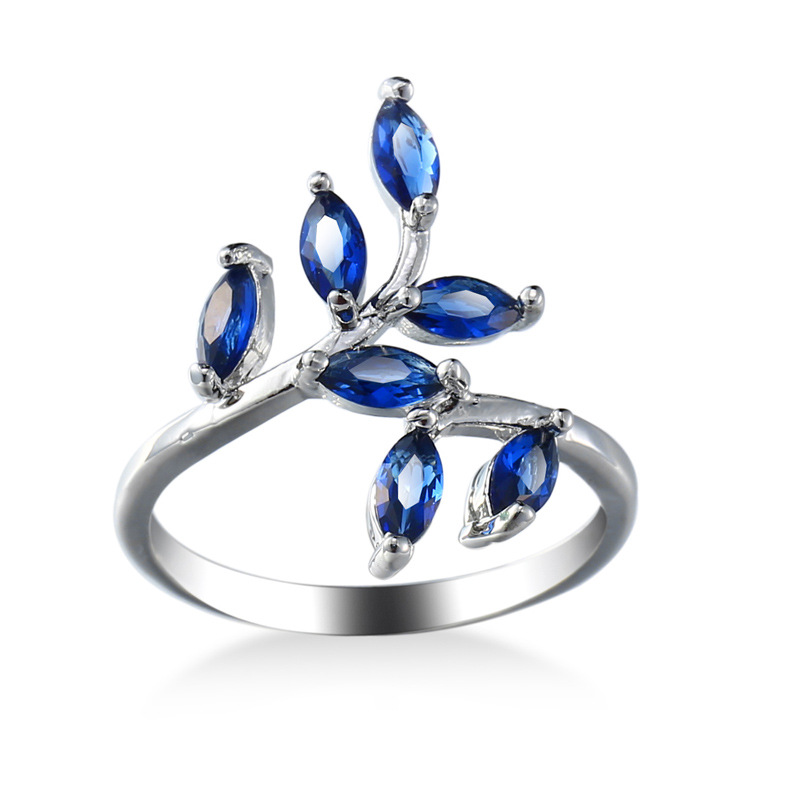 Ethnic Fashion Design - Bonito azul folhas design anéis com