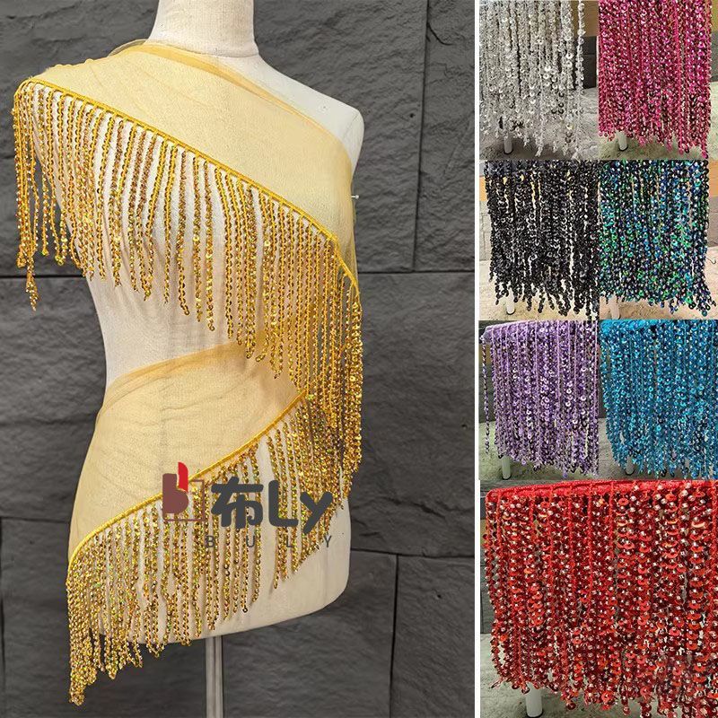Ethnic Fashion Design - Franja de Lantejoulas com Contas de