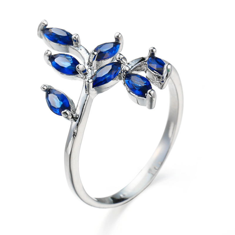 Bonito azul folhas design anéi - Ethnic Fashion Design avaliação e preço