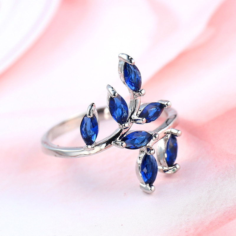 Bonito azul folhas design anéi - Ethnic Fashion Design avaliação e preço