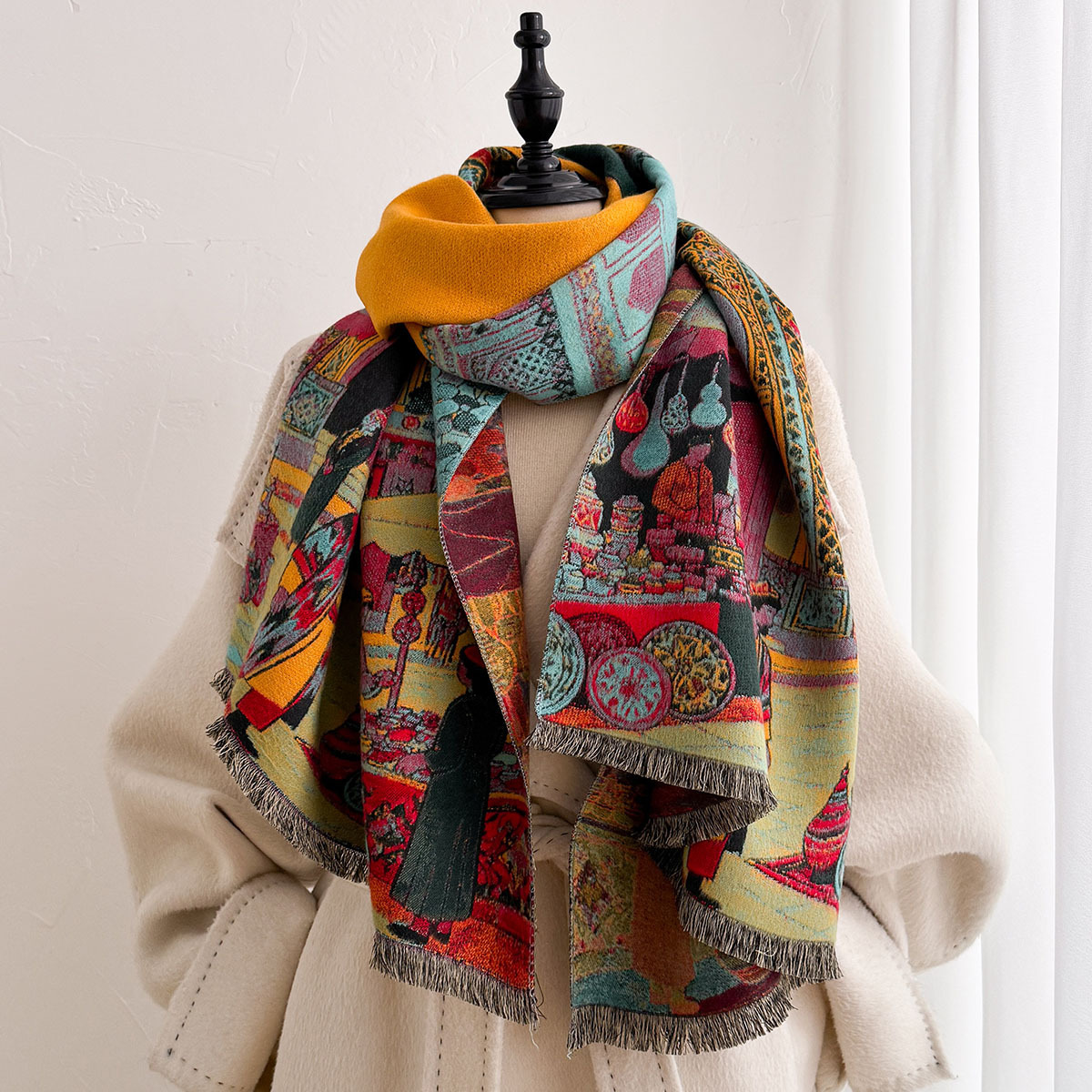 Cachecol reversível de imitaçã - Go Ethnic Fashion avaliação e preço
